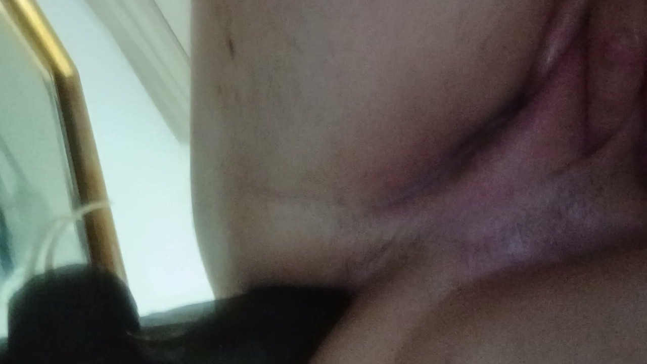 Masturbating with 2.3 girth dildo