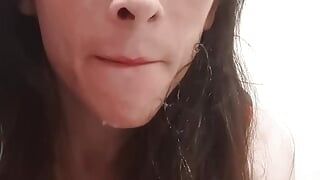 Sissy plays with her cum