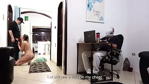 While the husband is at work, the wife receives the delivery man.