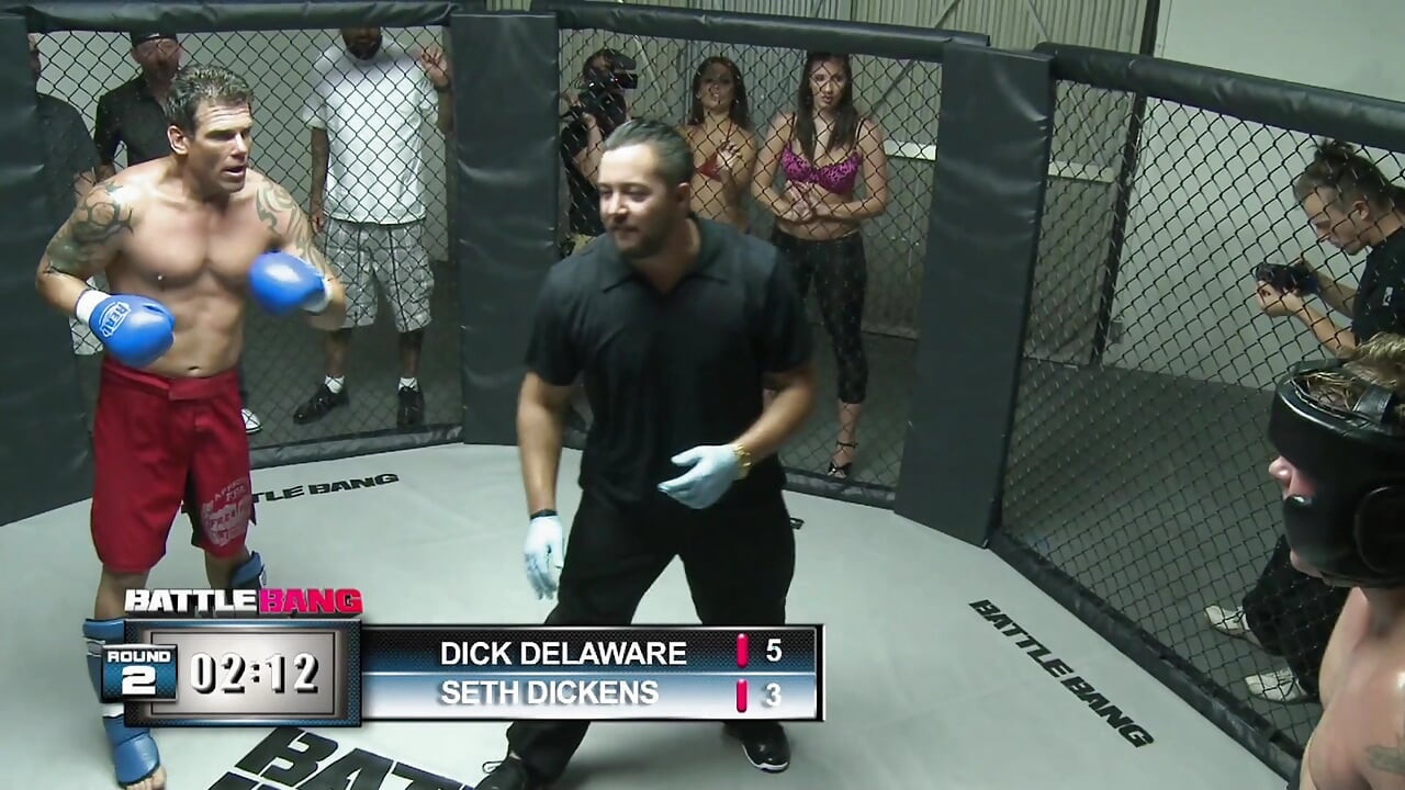 Sexy bitch and muscular dude are having a great time in the ring