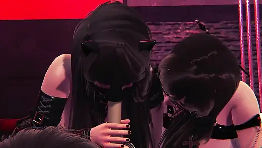 Nyonya mengajarinya yang patuh untuk berhubungan seks dengan seorang pria - animasi 3d penuh