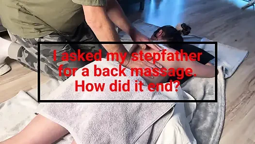 Aku minta dipijat dari belakang sama ayah tiriku. Kami sangat menikmatinya.