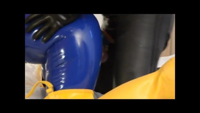 Fucking my latex slut with a silicone cock shield