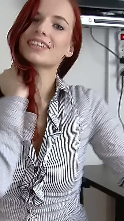 Redhead Foot Tease - Bare Feet and Black Heels