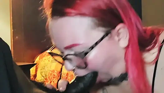 Kızıl saçlı aubrey bigbabe304 büyük şişman siyah yarak üzerinde salya akıtıyor