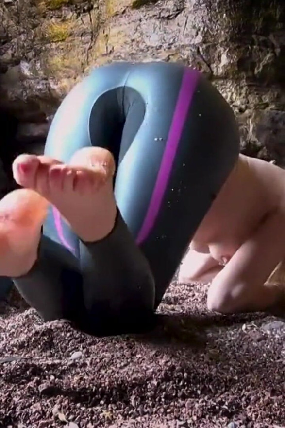 Shiny Rubber Wetsuit Tease in Private Cave