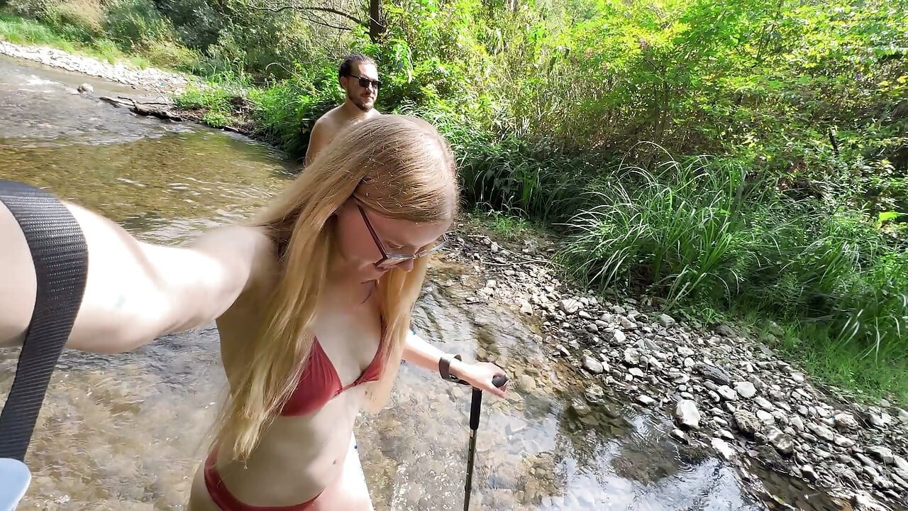 Wet Outdoor River Sex: POV Doggy, Cowgirl & Messy Belly Cumshot - Real Amateur Couple