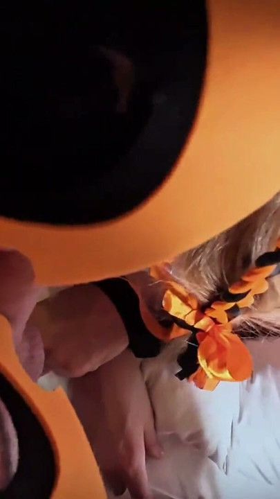 Trick or Treat: Amateur Spooky Hotel Halloween Blowjob | Clip 1