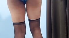 Remove sexy blue panty and satin nighty