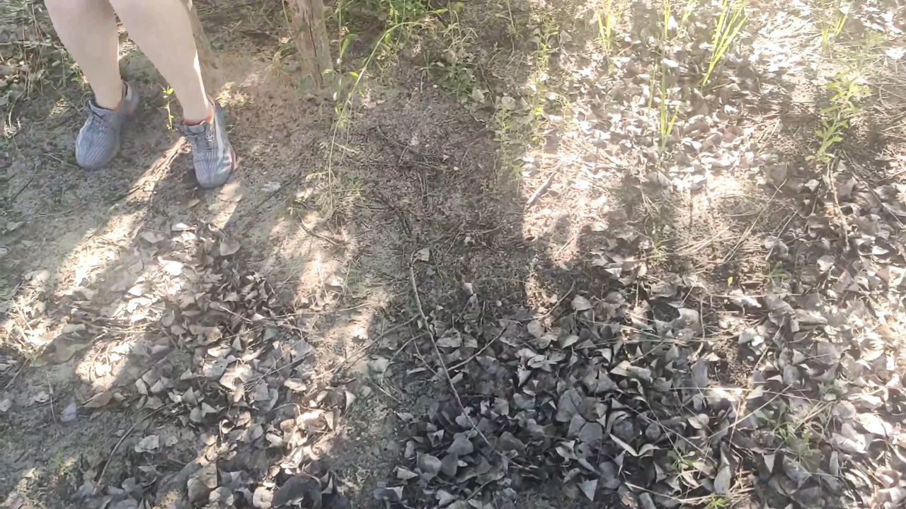 Young student masturbates her pussy in public in the forest