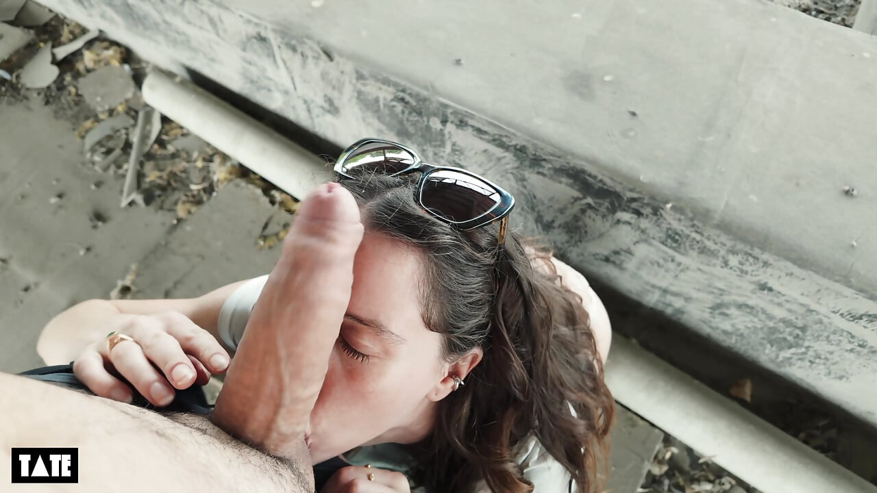 urbex date turns into sneaky public sex with hot brunette