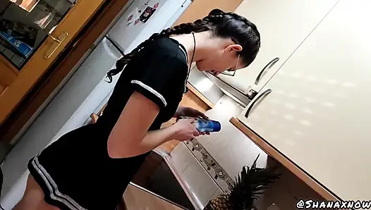 Invisible Man Disturbes Teen Student Uniform Blowjob Fuck