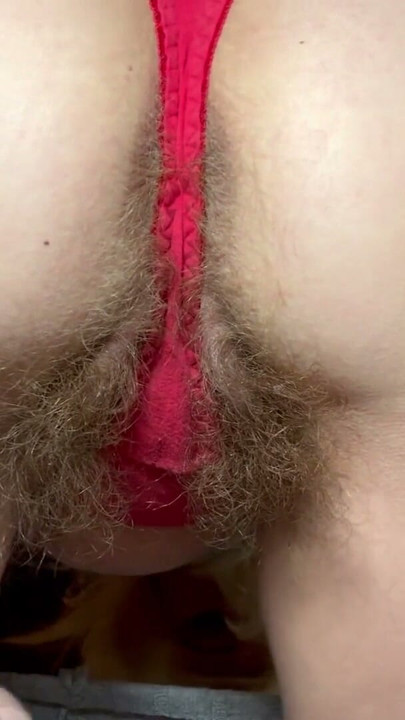 Red panties and super hairy pussy amateur | Clip 1