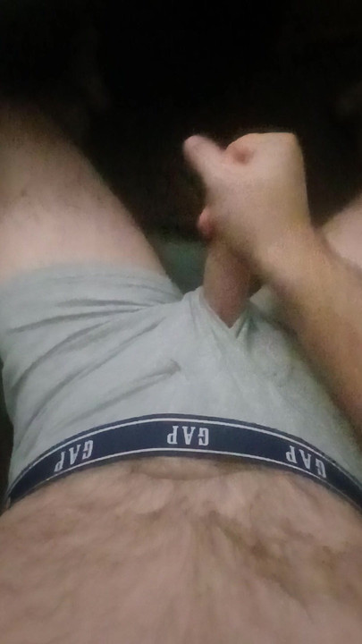 Jerking in light gray Gap boxerbriefs
