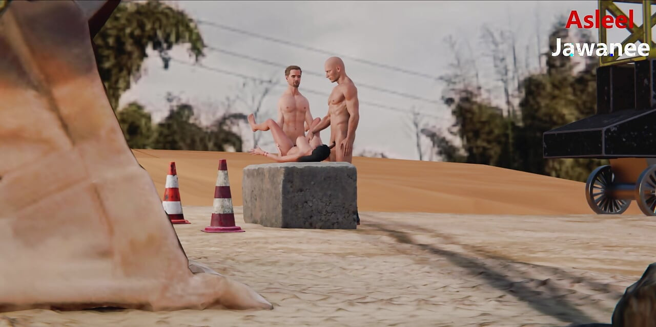 Threesome sex in a Indian construction site with colleagues