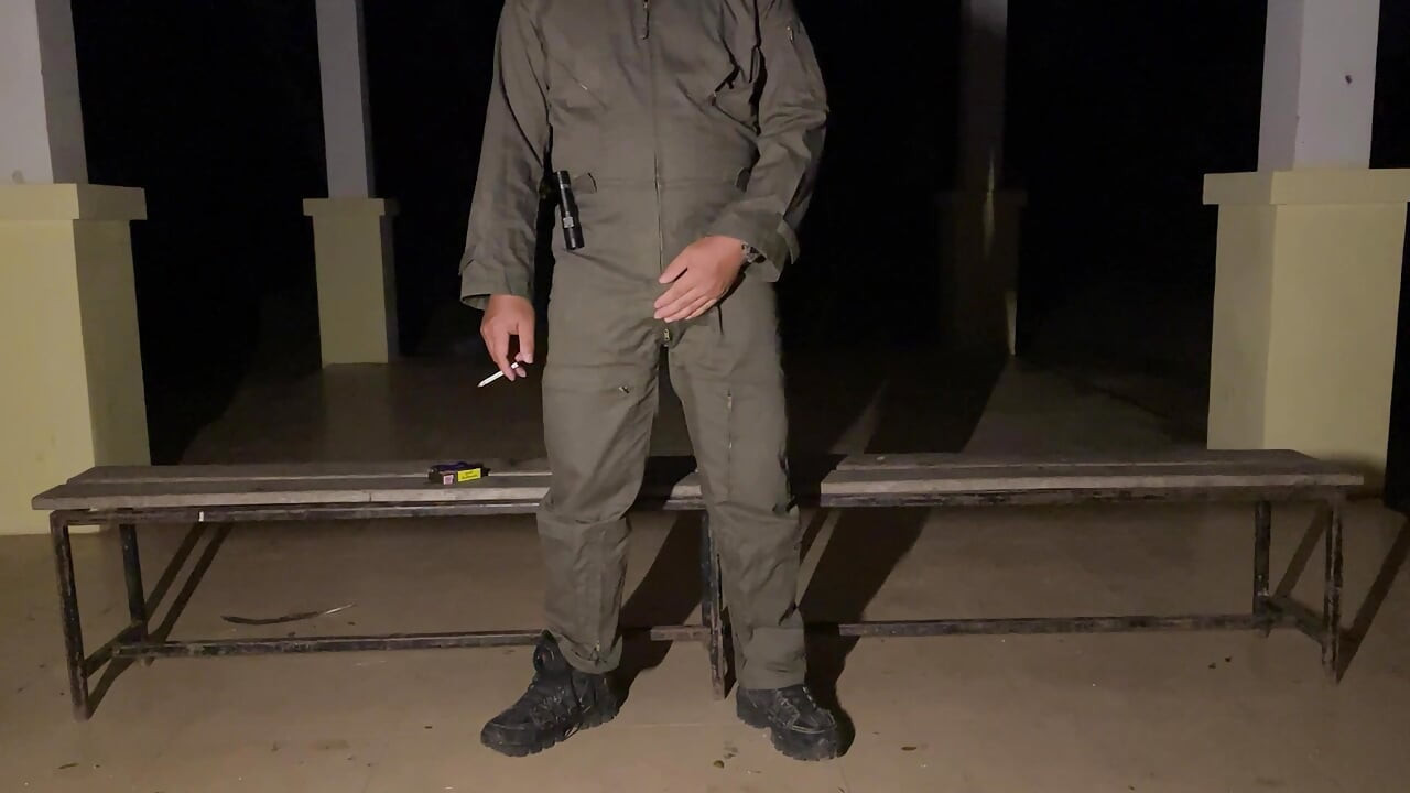 After work is done decide to jerk off in my mechanic jumpsuit and shoot a creamy load - wet with precum lube