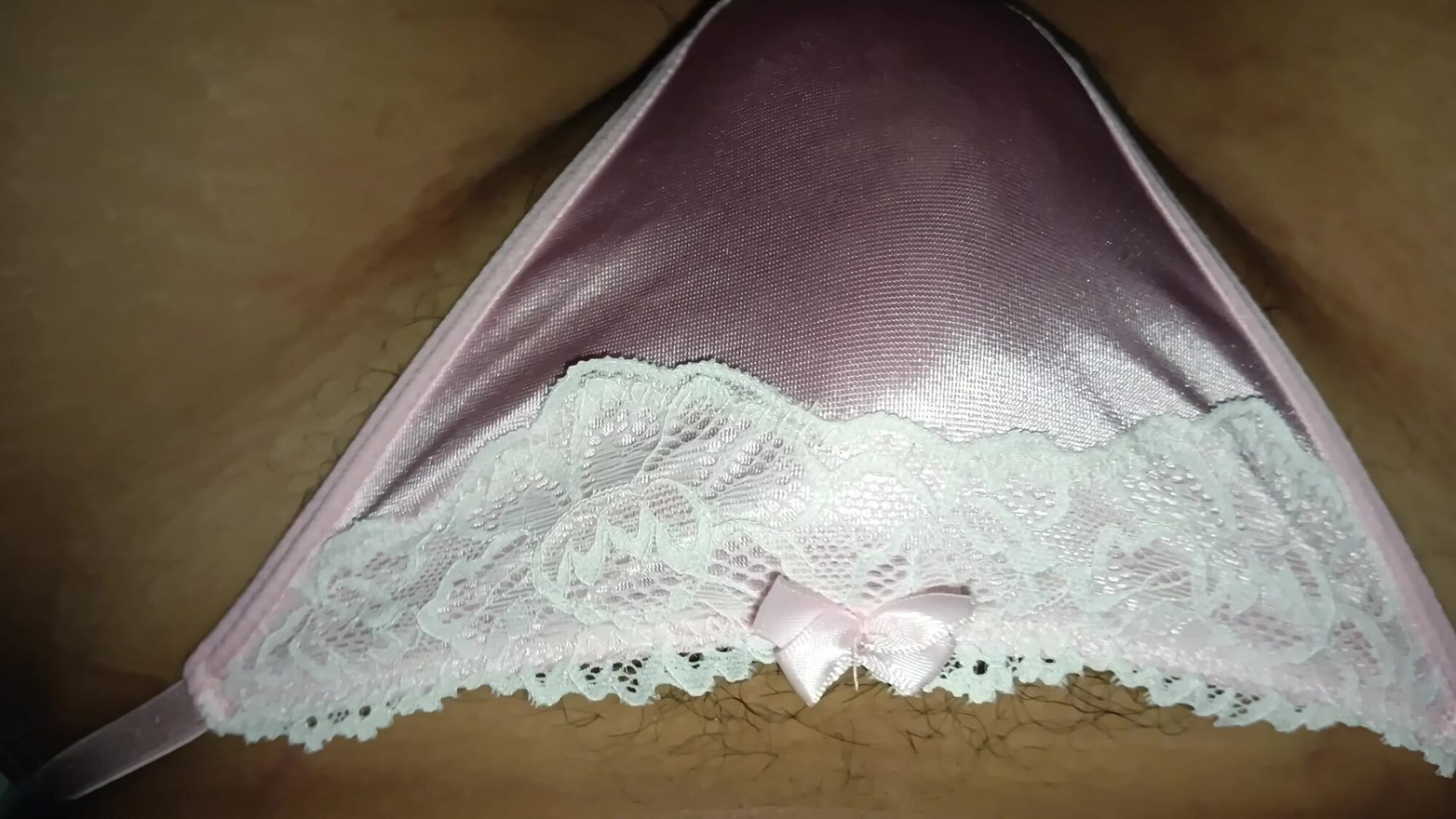 Feeling Horny & Sexy with my Pink thong with cute ribbon Makes me more horny