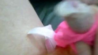 cumming in new pink panties with condom