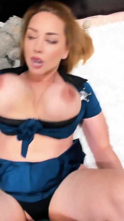 SEXY POLICE OFFICER RECEIVES A BIG FACIAL LOAD ON HER PRETTY FACE | Clip 2
