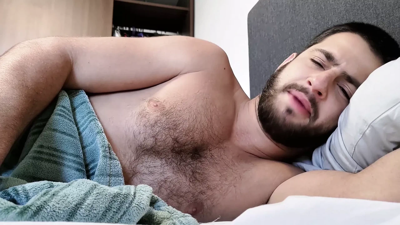 Straight roommate invites you to bed for a nap – hairy chest