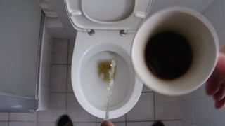 Taking a piss, drinking piss coffee