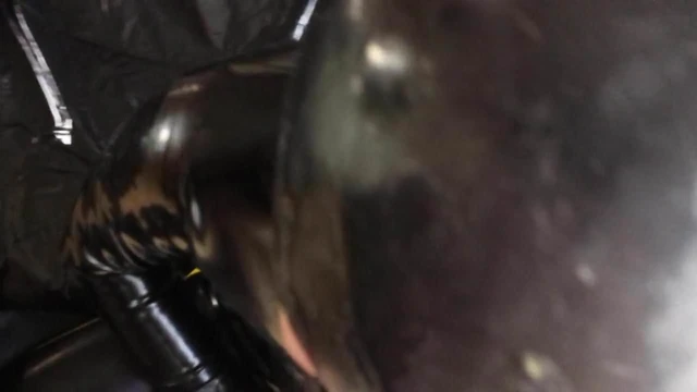 Latex Guy cum on dick