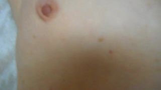 looking at wife's tits and wide open hairy cunthole