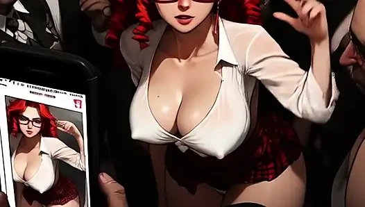 Hentai-schulmädchen lieben es, fremden bei konzerten ihre titten zu zeigen