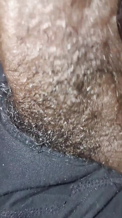 Stroking Big Black Uncut Dick Through Underwear