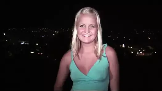 Young blonde pretty girl decided to join PUBLIC sex gangbang