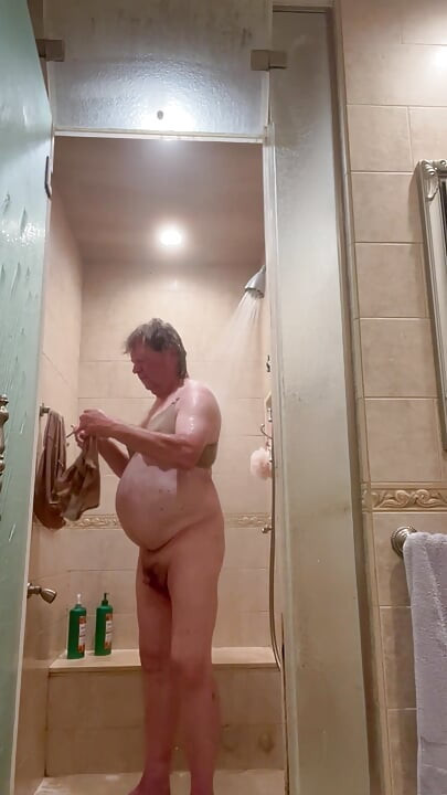 Shower with Wife’s underwear and bra