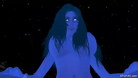Гигантша трахается с инопланетной девушкой в видео от первого лица - фантазийный космический секс