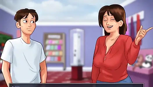 Summertime saga: stepmom kisses her stepson in the common room ep 40