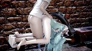 3D 4K, une femme asiatique à gros nichons avec une robe sexy se fait baiser sa chatte mouillée si fort