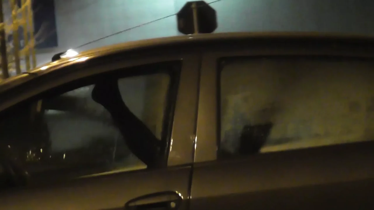 Sharing my slut wife with stranger in car in front of voyeurs