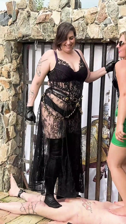 Outside Trampling with Two Dommes