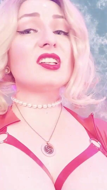 Captivating moment from "SISSY training, JOI jerk off instructions, CEI cum eating instructor. Red LATEX catsuit Arya Grander"