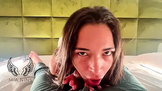 Latina Strips, Close-up Fingering and Squirting, Blowjob Untill Cumshot