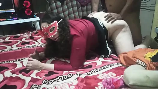 Hitting my wife really hard for her juicy pod until she finishes with pleasure, wet sexy masked