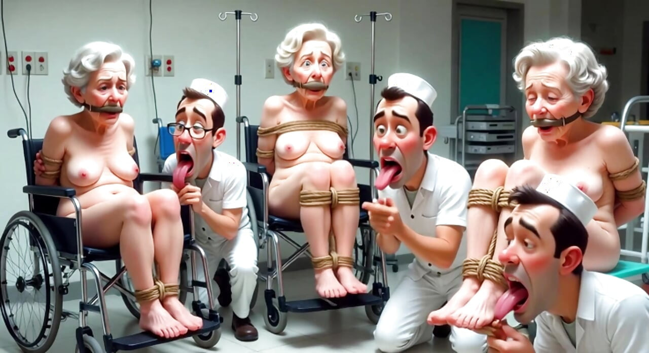 Pathetic Men Licking Wrinkled Feet of Elderly Women