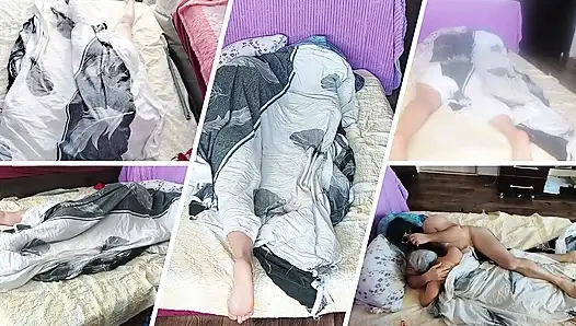 Sinnliche massage eines heißen paares mit Öl auf dem körper.