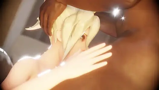 Overwatch XXX - розовую киску Mercy трахнули двое мужчин - Mercy Route