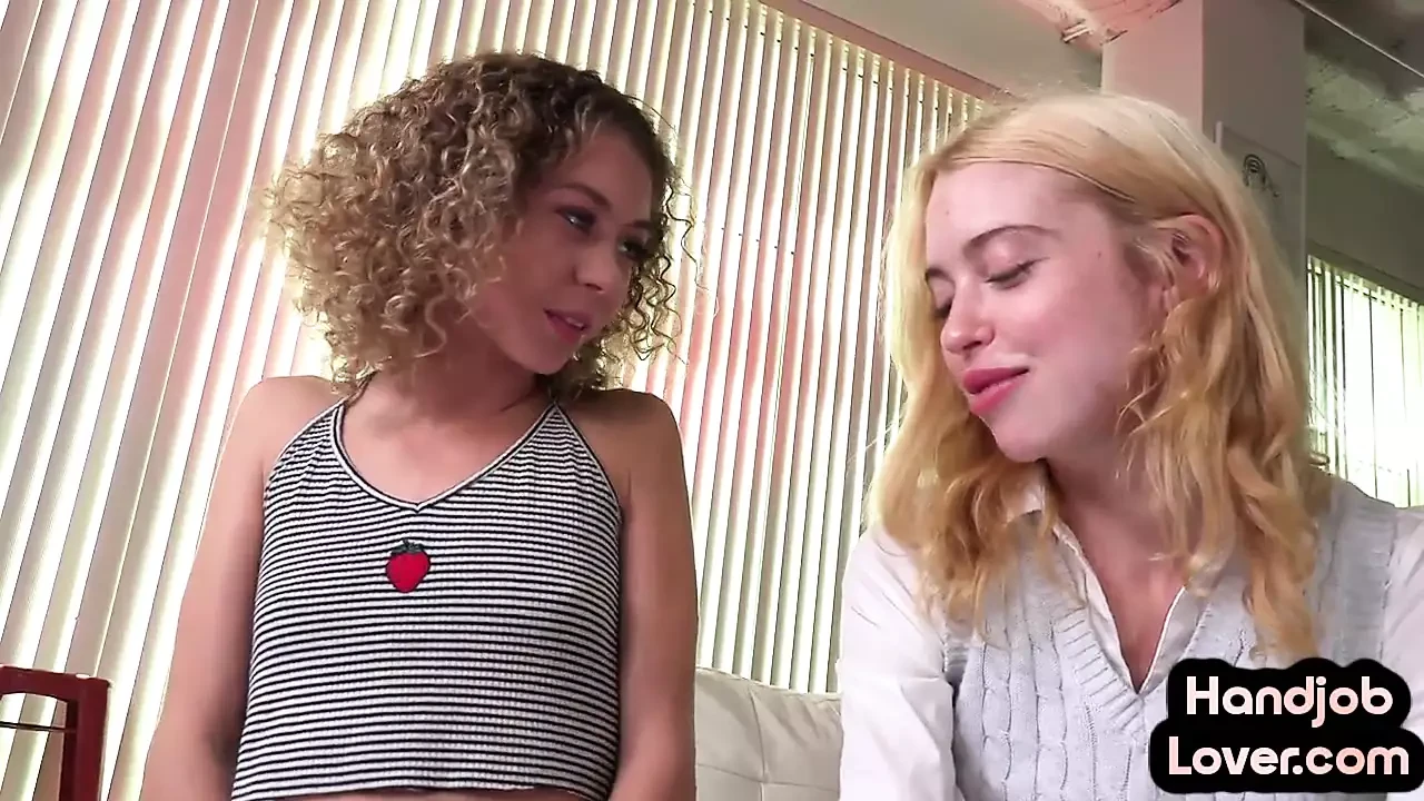 21yo petite HJ chick jerks POV dick with help of voyeur BFF
