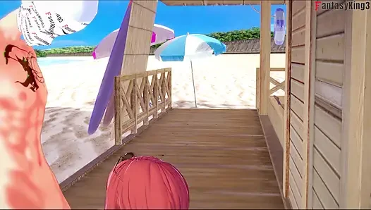Makima blowjob am strand - kettensägenmann
