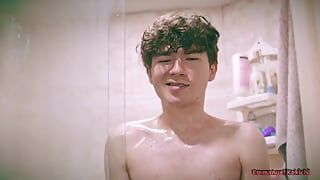 Cute Twink Emmanuel Kokichi Giving Himself a Foamy Handjob in the Shower