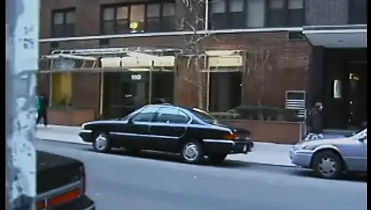 Commuter redhead carpools with creep who debases her in car in city traffic