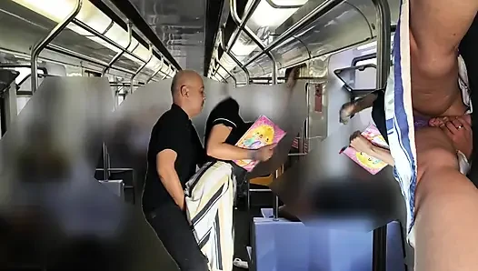 Rubbing himself during the subway ride under her skirt.