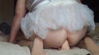 Cute White Tutu with ass-pussy play