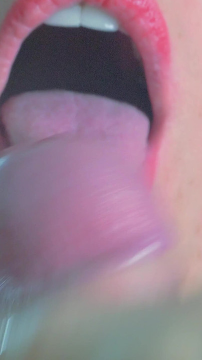 Iconic moment from "I adore taking care of him even when he's finished - amateur MILF blowjob"