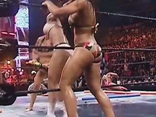 WWE - Mickie James kämpft gegen Divas in Bikinis